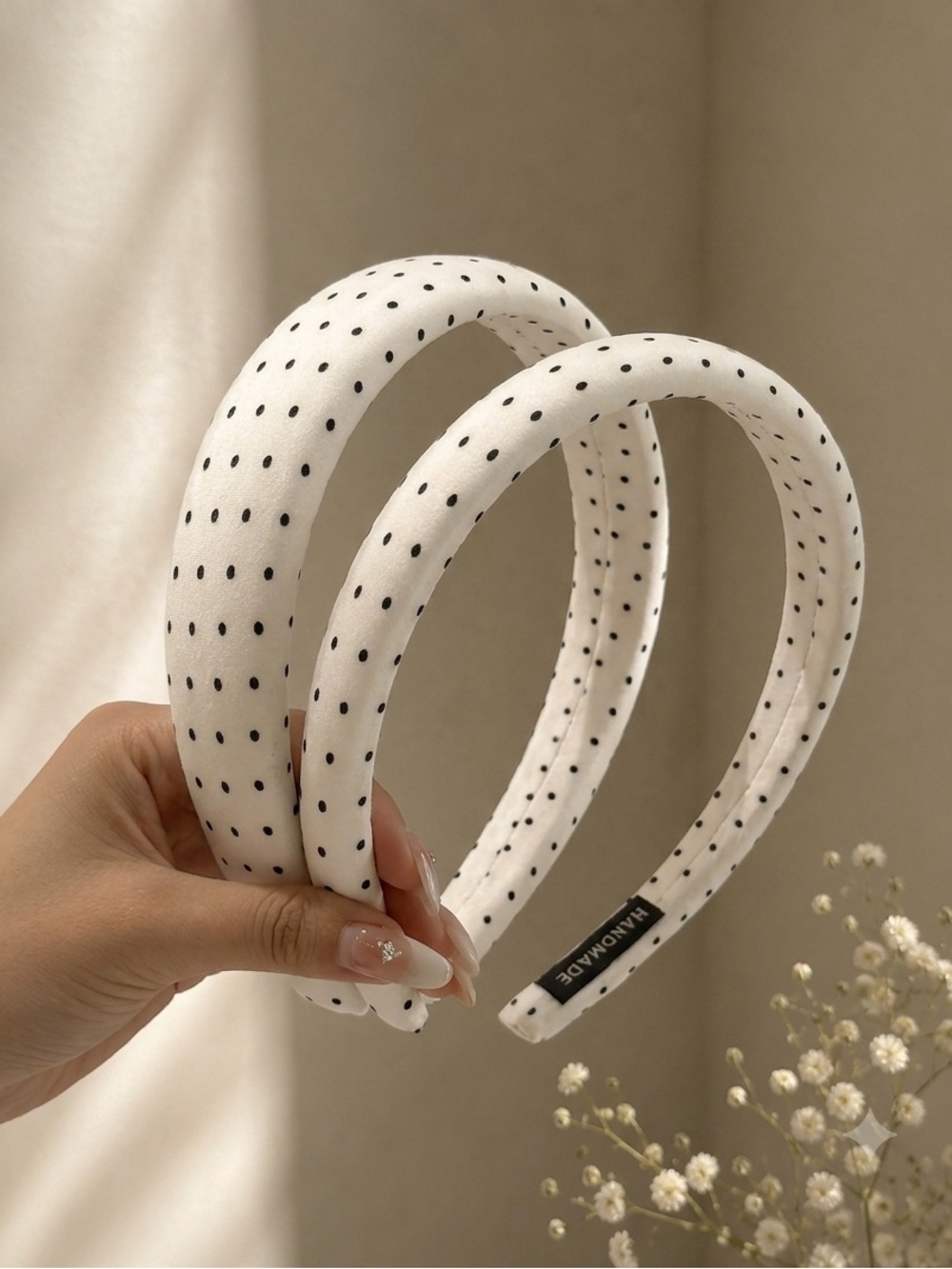 🆕🌙Handmade White Polka Dot Headbands